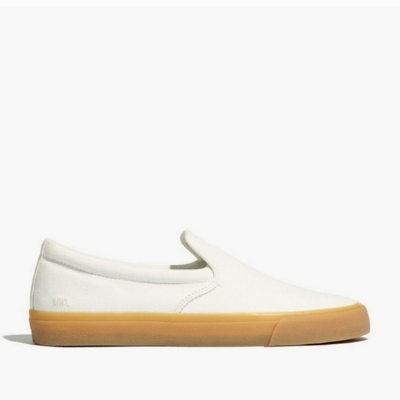 Madewell Sidewalk White Cream Canvas Gum Sole Slip On Sneakers - Picture 2 of 14